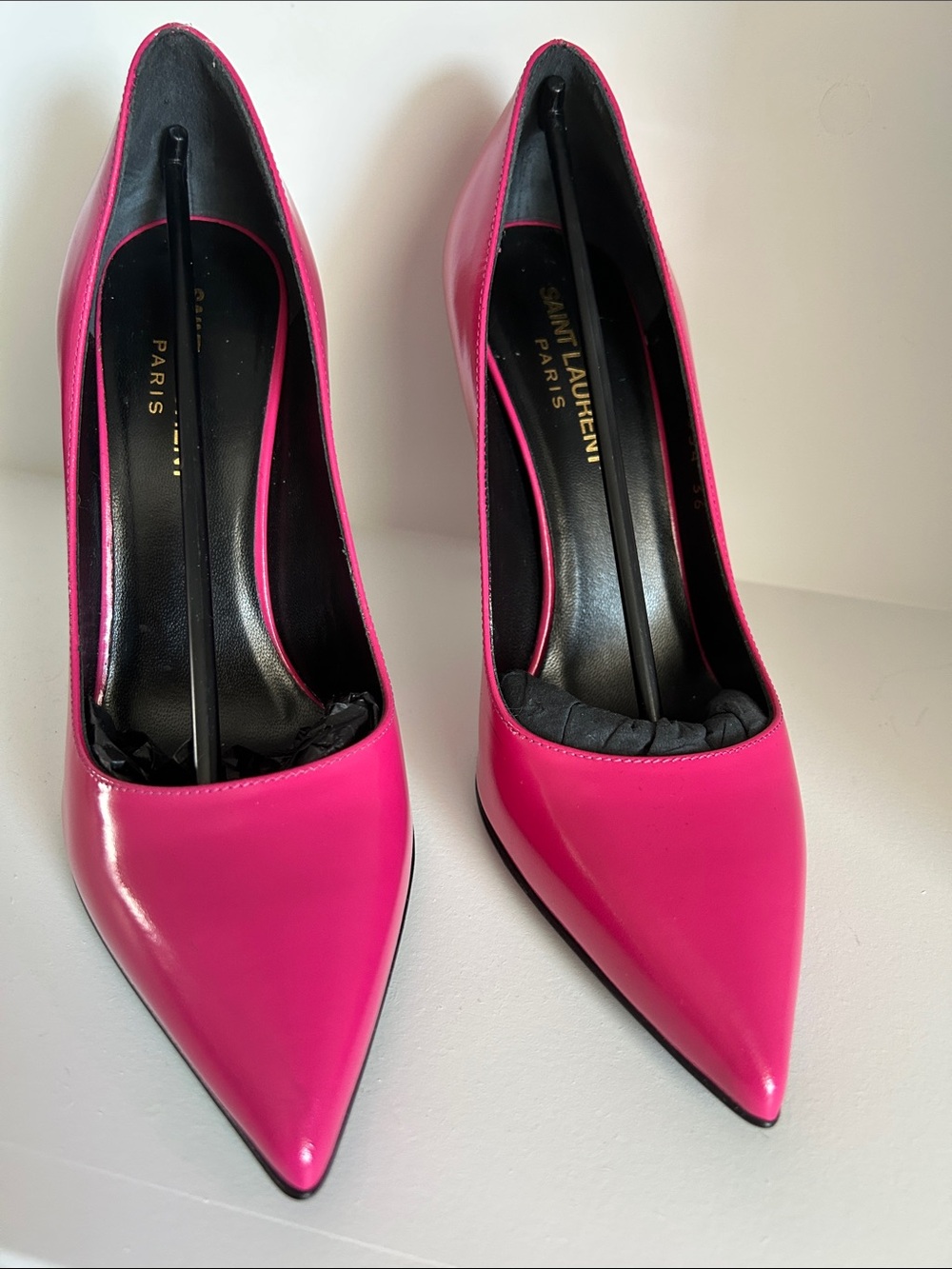 Saint Laurent Paris Shiny Leather Paris Pumps 105mm | Fuchsia Pink | EU 36 | Box - Picture 10 of 16